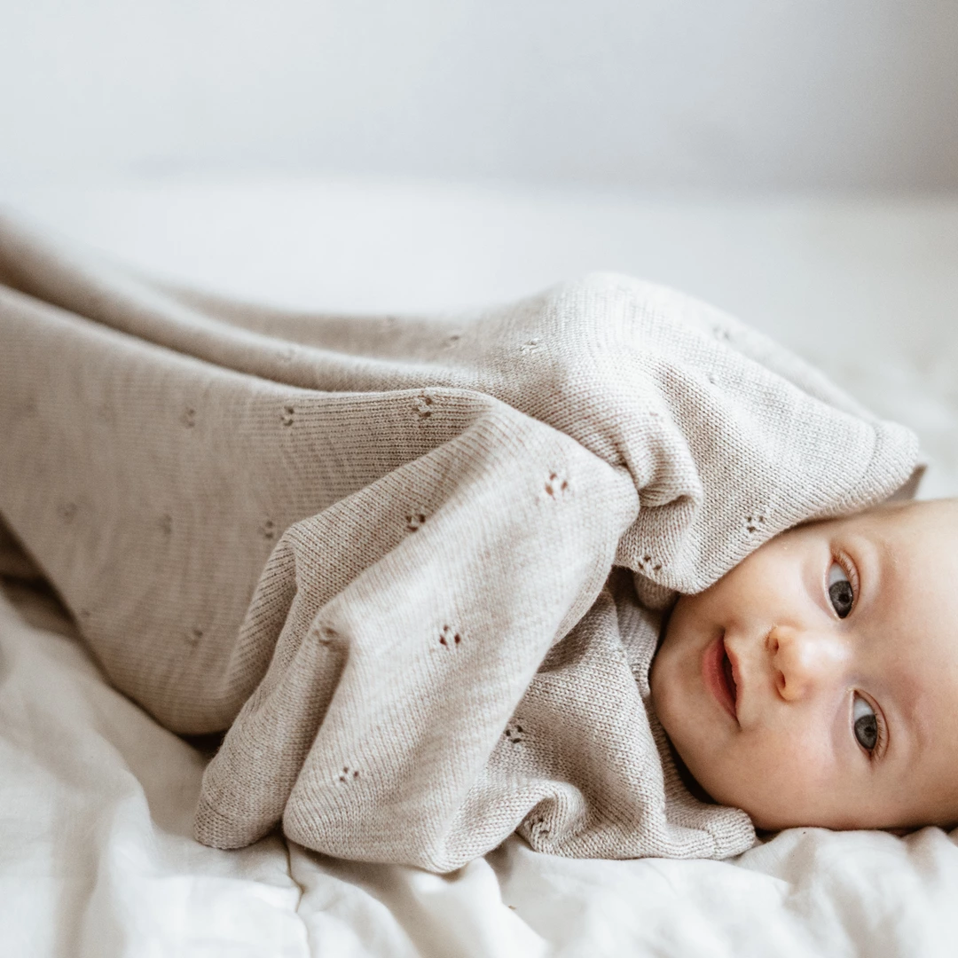 Kocyk z Wełny Merino 75x100 | Beżowy