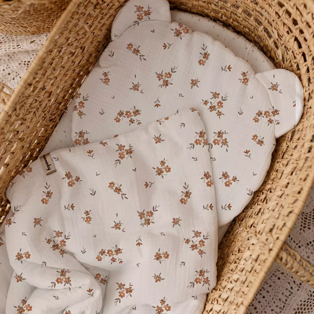 Kūdikių patalynės komplektas 55x75cm Muslinas | Little Brown Flowers